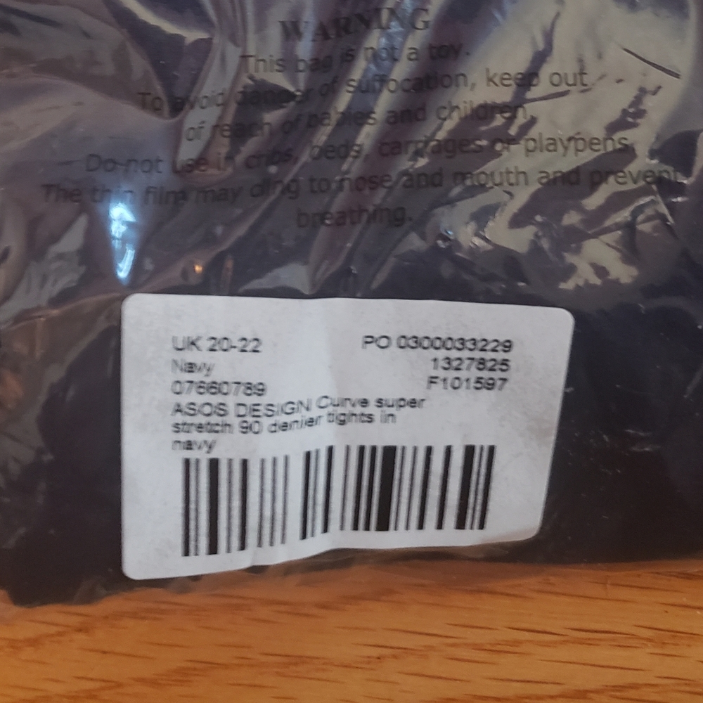 NWT ASOS Design Curvy Super Stretch 90 Denier Navy Tights